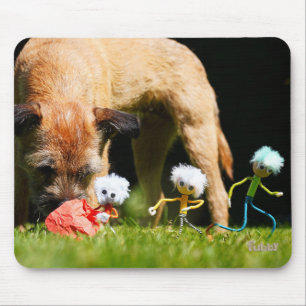 Fubby's bull scene playing with a Dog. Mouse Pad