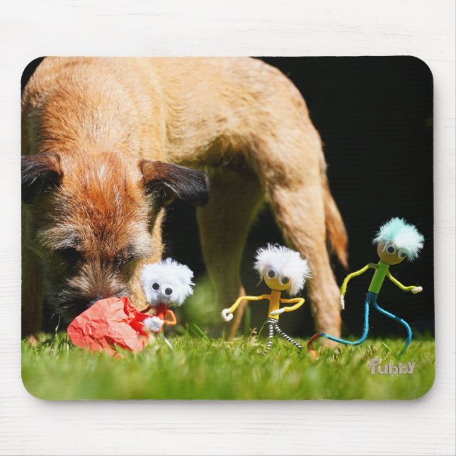 Fubby's bull scene playing with a Dog. Mouse Pad (Front)