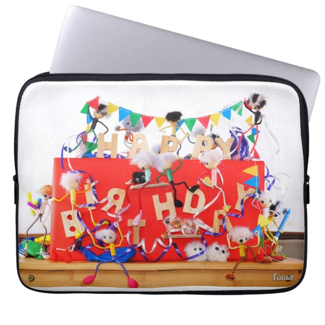 Fubby's celebrating for birthday. laptop sleeve (Front)
