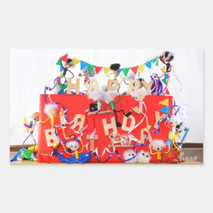 Fubby's celebrating for birthday. rectangular sticker
