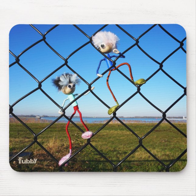 Fubby's climbing a fence. mouse pad (Front)