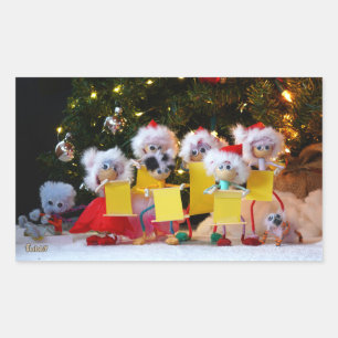 Fubby's that form a Christmas choir for the Christ Rectangular Sticker