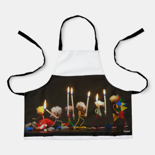Fubby's walking around festively with candles, fun apron