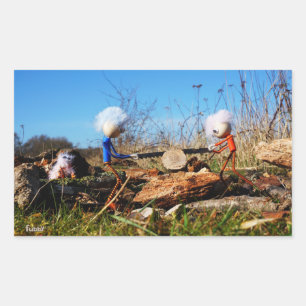 Fubby's who saw the trunk of tree. rectangular sticker