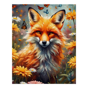 Fuchs auf der Wiese Poster