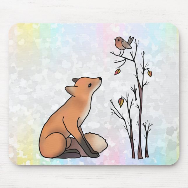 Fuchs und Rotkehlchen Mouse Pad (Front)