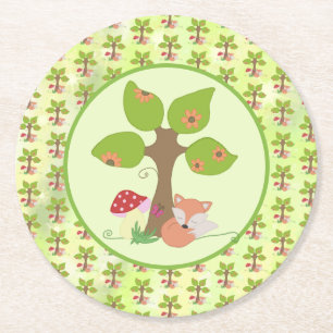 Fuchs unterm Baum Round Paper Coaster