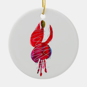 Fuchsia abstract watercolor floral ceramic ornament