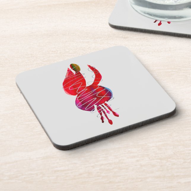 Fuchsia abstract watercolor floral coaster (Left Side)