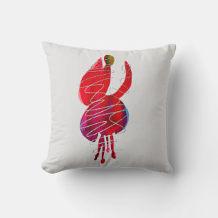 Fuchsia abstract watercolor floral cushion