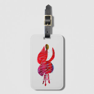 Fuchsia abstract watercolor floral luggage tag