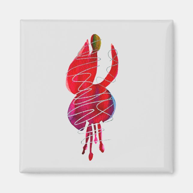 Fuchsia abstract watercolor floral magnet (Front)