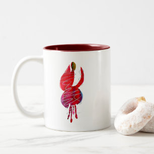 Fuchsia abstract watercolor floral Two-Tone coffee mug
