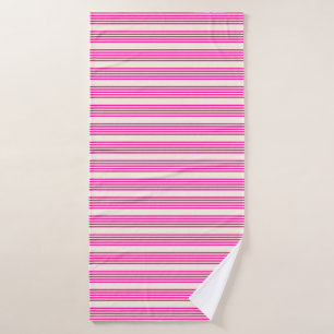 Fuchsia and beige five stripes pattern bath towel