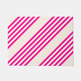 Fuchsia and beige five stripes pattern doormat