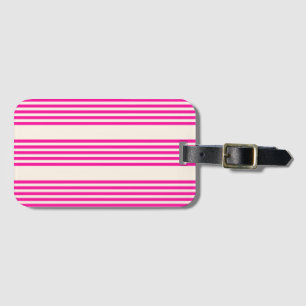 Fuchsia and beige five stripes pattern luggage tag