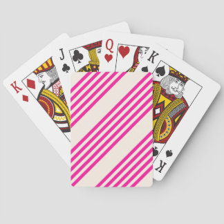 Fuchsia and beige five stripes pattern playing cards