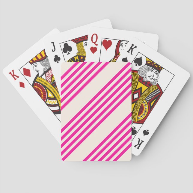 Fuchsia and beige five stripes pattern playing cards (Back)