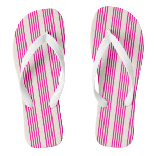 Fuchsia and beige five stripes pattern thongs