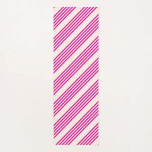 Fuchsia and beige five stripes pattern yoga mat