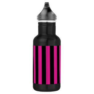 Fuchsia and black candy stripes 532 ml water bottle