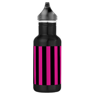 Fuchsia and black candy stripes 532 ml water bottle