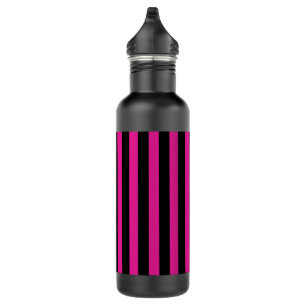 Fuchsia and black candy stripes 710 ml water bottle