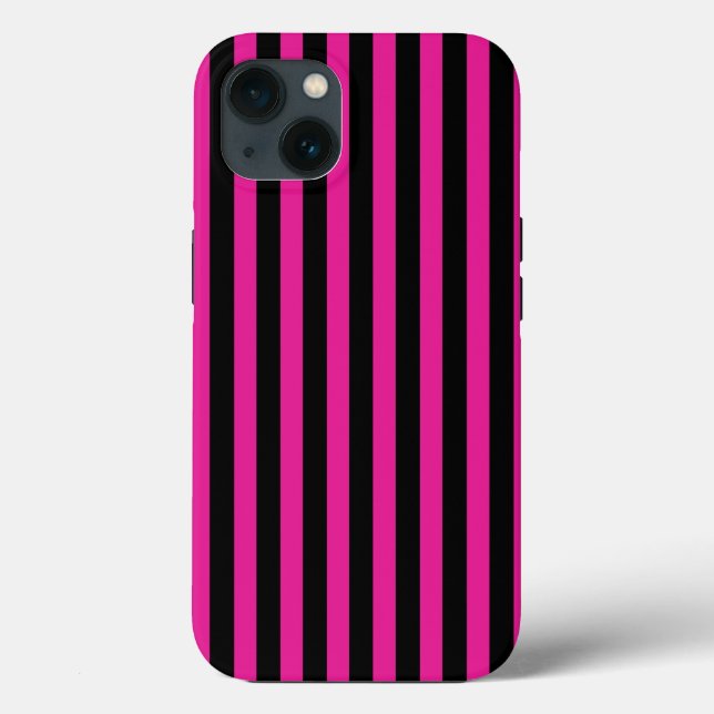 Fuchsia and black candy stripes Case-Mate iPhone c Case (Back)