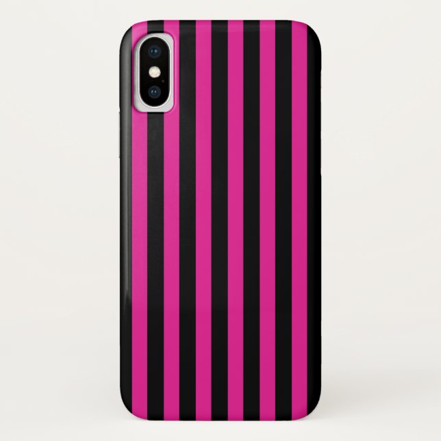 Fuchsia and black candy stripes Case-Mate iPhone case (Back)