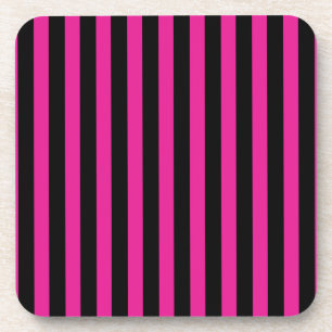 Fuchsia and black candy stripes coaster