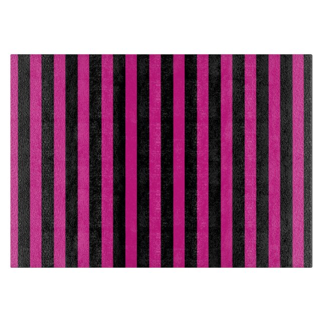 Fuchsia and black candy stripes cutting board (Front)