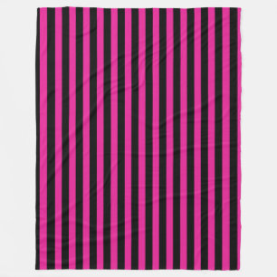 Fuchsia and black candy stripes fleece blanket