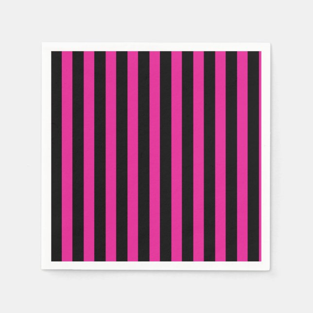Fuchsia and black candy stripes napkin (Front)