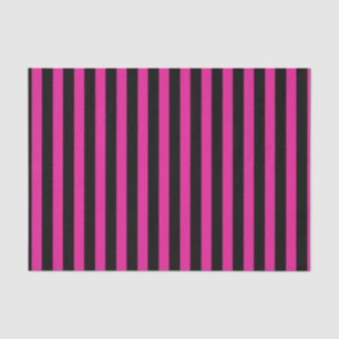 Fuchsia and black candy stripes tissue paper