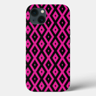 Fuchsia and black diamond pattern Case-Mate iPhone 13 Case