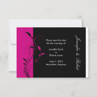 Fuchsia and Black Wedding Save the Date