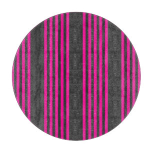 Fuchsia and charcoal five stripes pattern cutting board