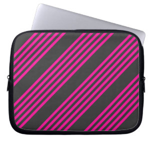 Fuchsia and charcoal five stripes pattern laptop sleeve