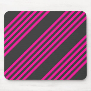 Fuchsia and charcoal five stripes pattern mouse pad