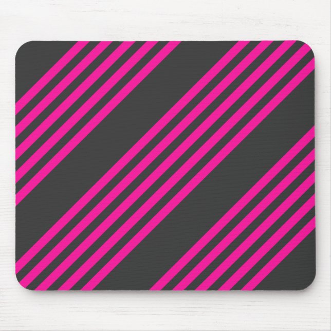 Fuchsia and charcoal five stripes pattern mouse pad (Front)