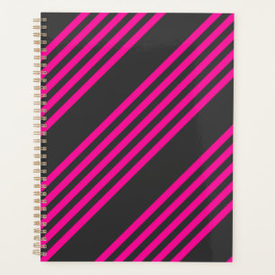 Fuchsia and charcoal five stripes pattern planner
