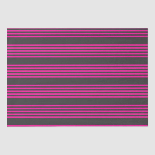 Fuchsia and charcoal five stripes pattern tissue paper (Front)