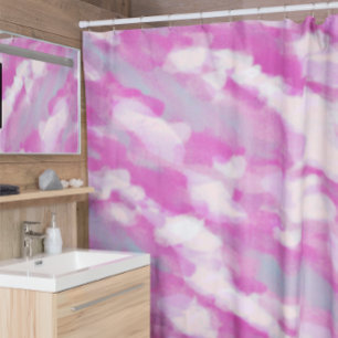 Fuchsia and Grey Watercolor Shower Curtain