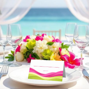Fuchsia and Lime Green Wedding Place Card