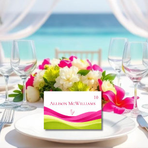 Fuchsia and Lime Green Wedding Place Card-Chicken Table Number