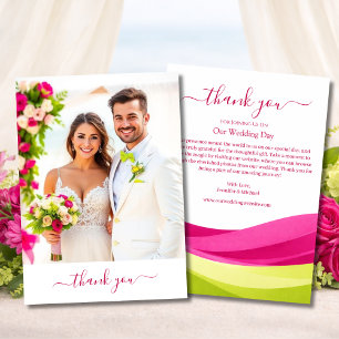 Fuchsia and Lime Green Wedding Thank You Card