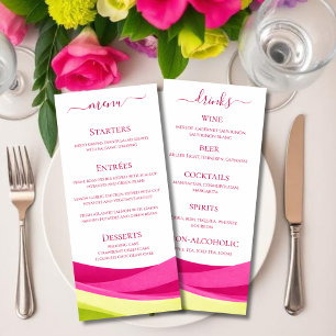 Fuchsia and Lime GreenWedding Dinner and Bar Menu