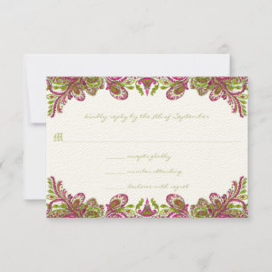 Fuchsia and Lime Paisley Wedding Invitation
