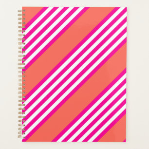 Fuchsia and living coral five stripes pattern planner