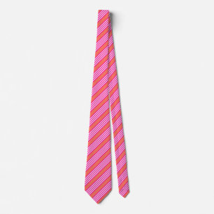 Fuchsia and living coral five stripes pattern tie